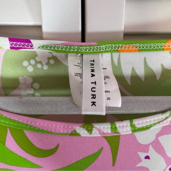 Trina Turk La Palma Swim Tunic Dress Cover Up Beach Cruise Lime Green Medium - Picture 3 of 9